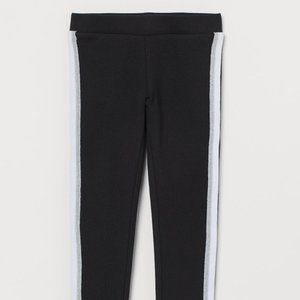 H&M Black Leggings with Silver Stripe